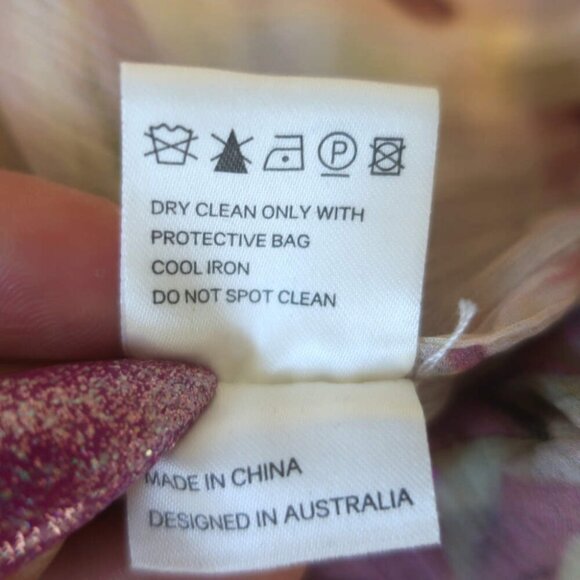 Zimmermann Winsome Tiered Midi Dress Light Pink Floral Crinkled Chiffon Size 1 - Picture 9 of 9